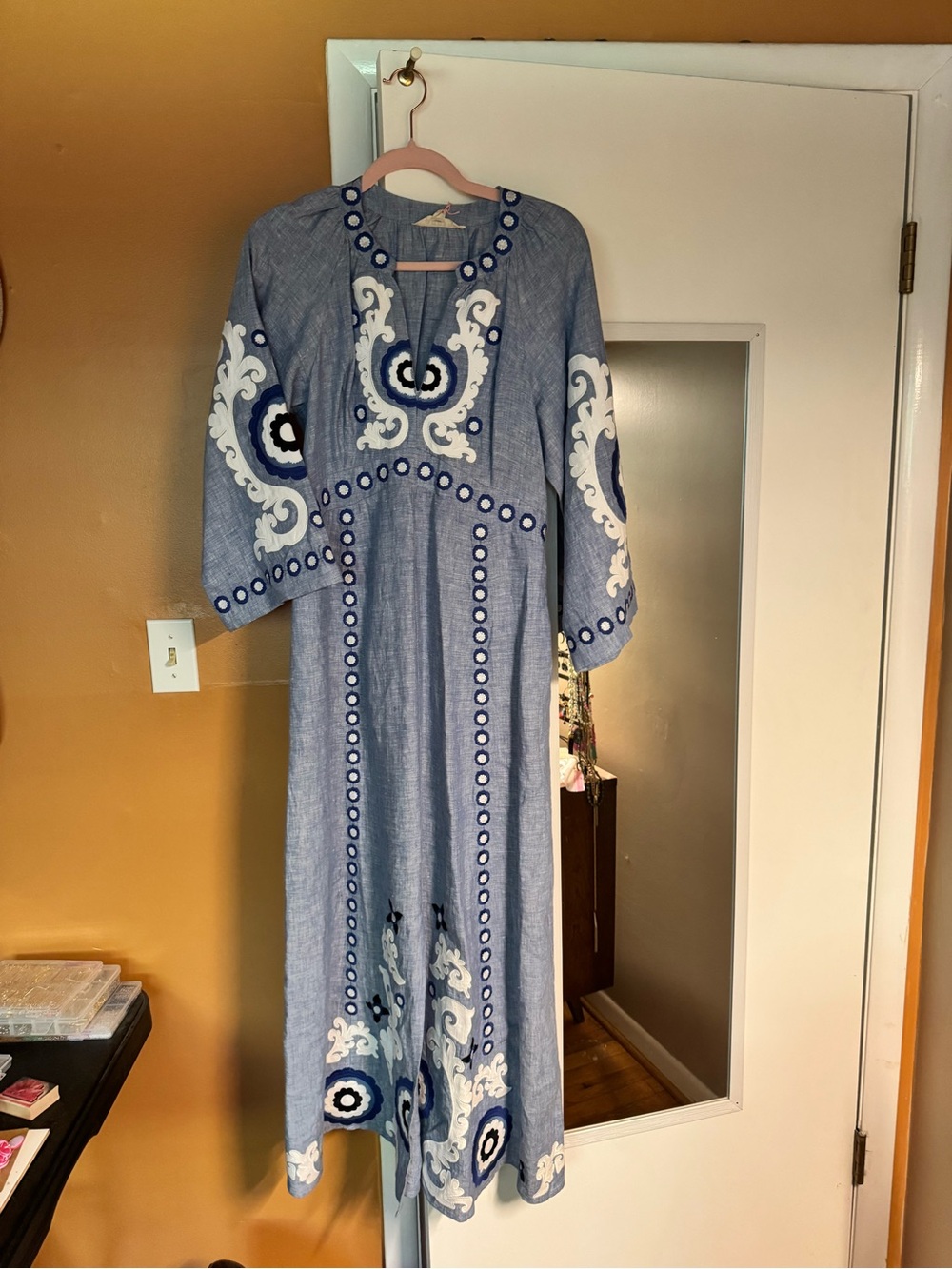 Boden Light Blue Embroidered Maxi Dress - Picture 7 of 10